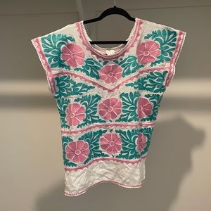 Vici embroidered linen top